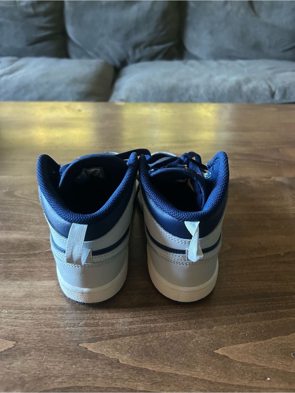 Nike Kids Navy and Light Gray High-Top Sneakers - Picture 3 of 4